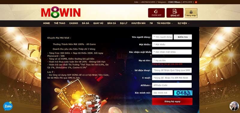 Thông tin người chơi tại M8 Win